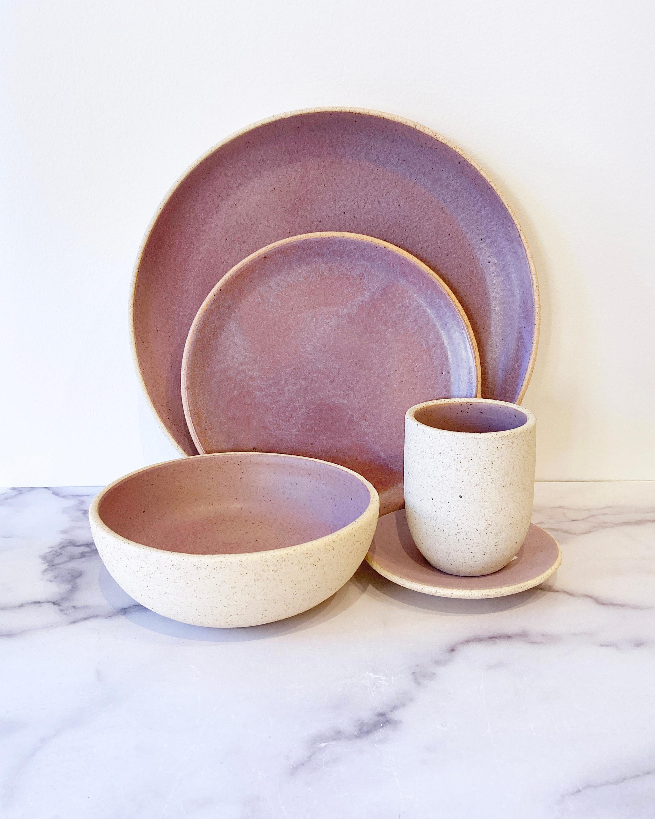 Earthenware Handmade Ceramic Stoneware Saucer in Lavender, in Stock