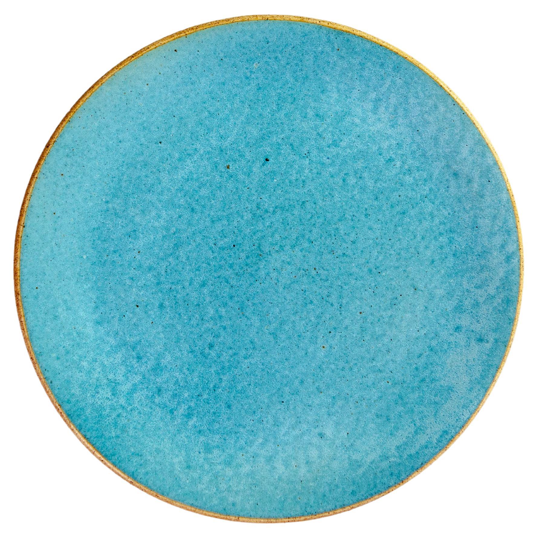 Handmade Ceramic Stoneware Saucer in Turquoise, in Stock
