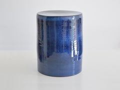 Ceramic Side Table Handmade Stoneware Blue