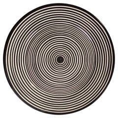 Handmade Ceramic Stripped Platter with Graphic Black and White Design, in Stock