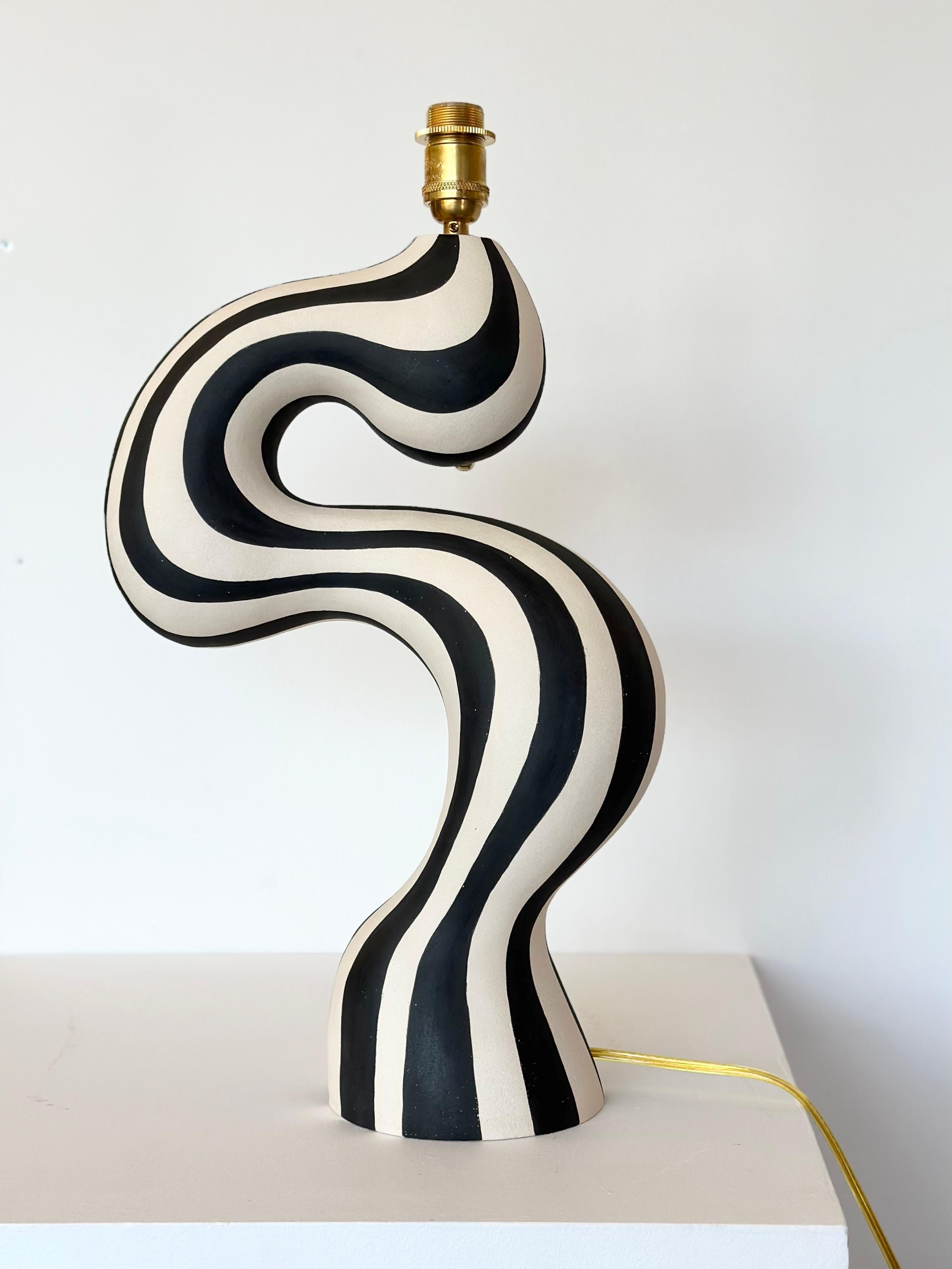Hand-Crafted Handmade ceramic table lamp by Norwegian artist Jossolini