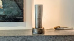 Handmade ceramic table lamp with metallic glaze and ambient light