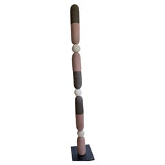 Handmade Ceramic totem Sculpture - red-white-black