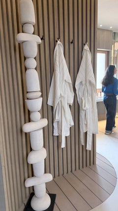 Handmade Ceramic totem Sculpture - White, Studio Wild Orange