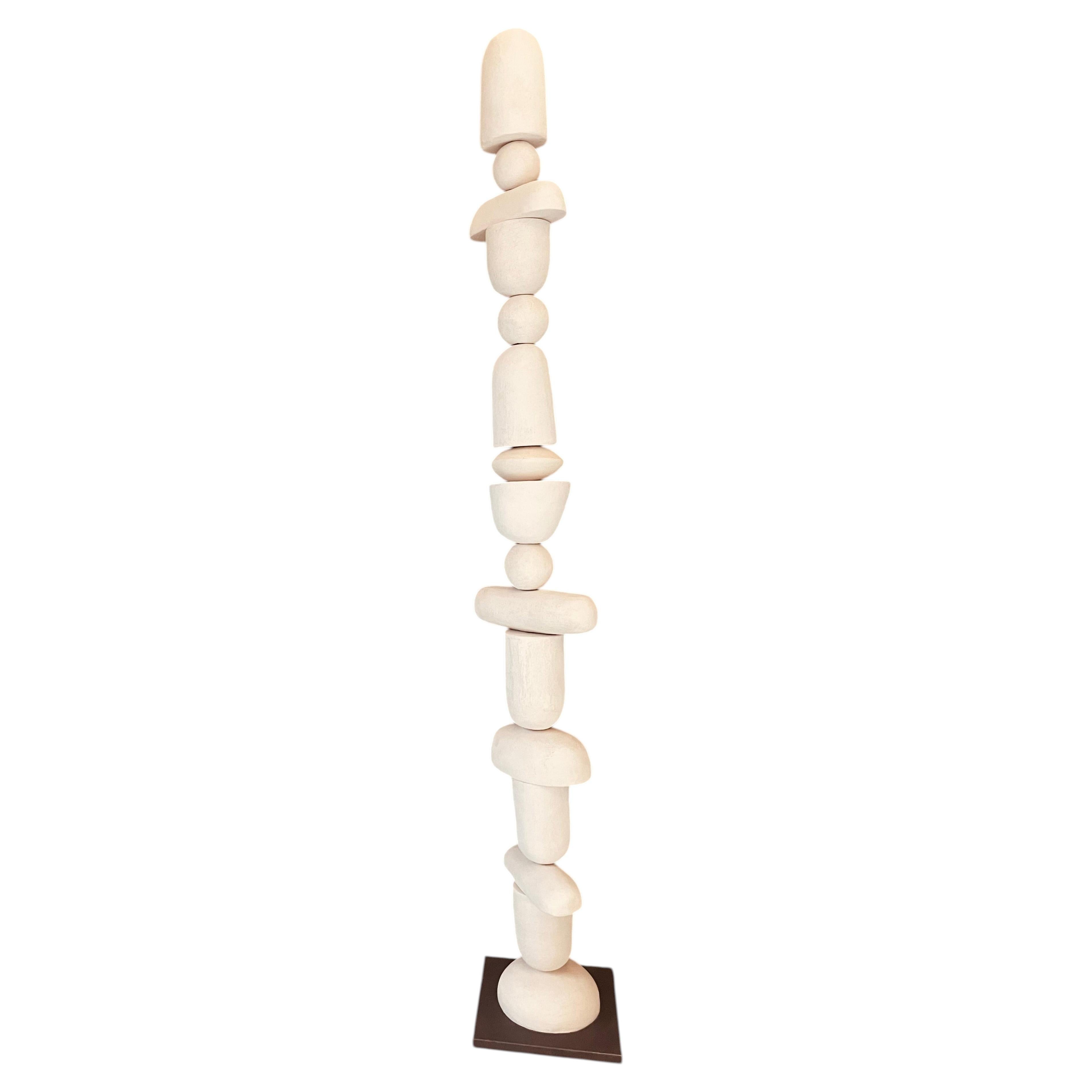 Handmade Ceramic totem Sculpture - White, Studio Wild Orange