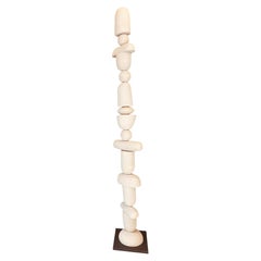 Handmade Ceramic totem Sculpture - White, Studio Wild Orange