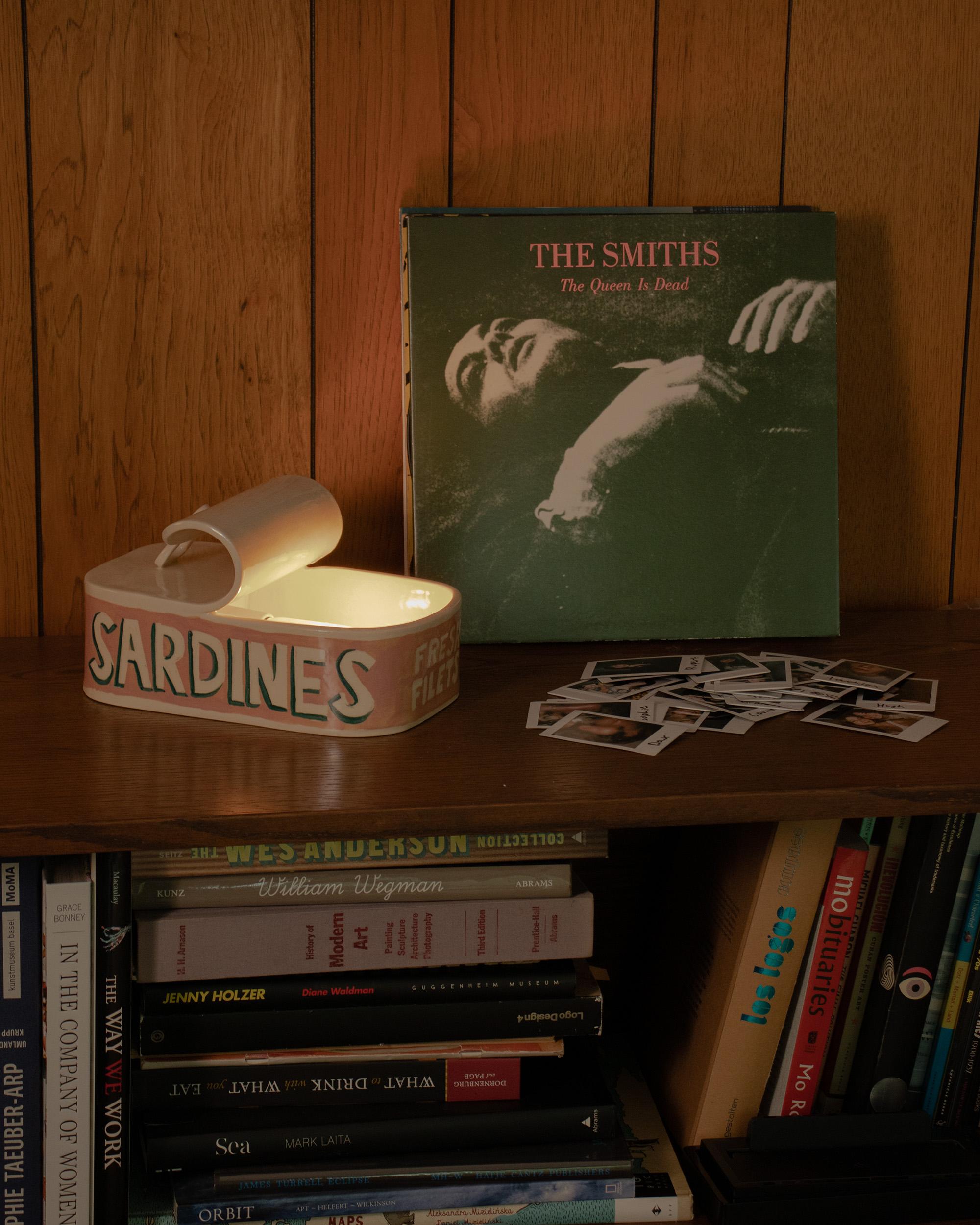American Handmade Ceramic Typographic Sardine Can Table Lamp