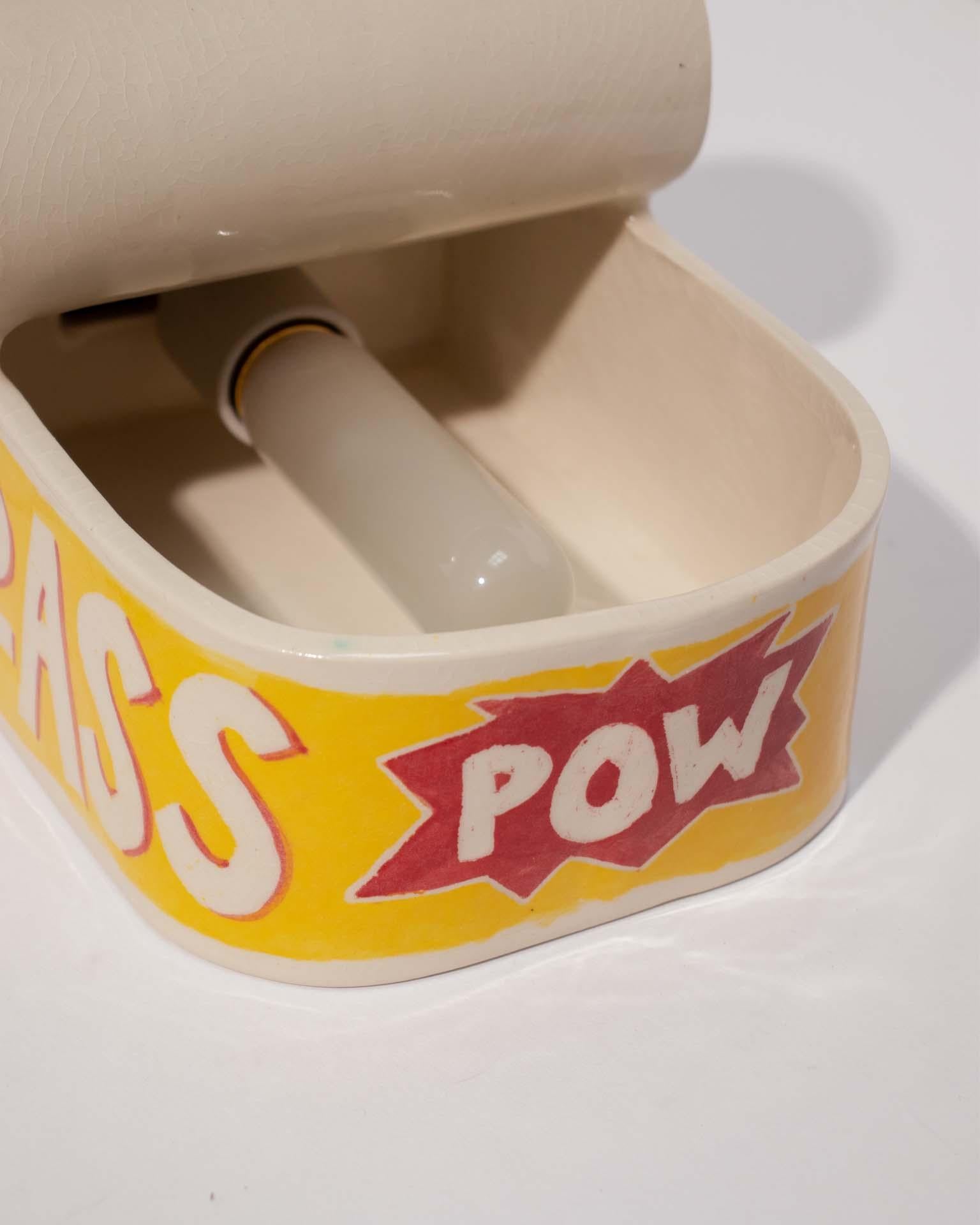 Handmade Ceramic Typographic Whoop Ass Can Table Lamp In New Condition For Sale In Brooklyn, NY