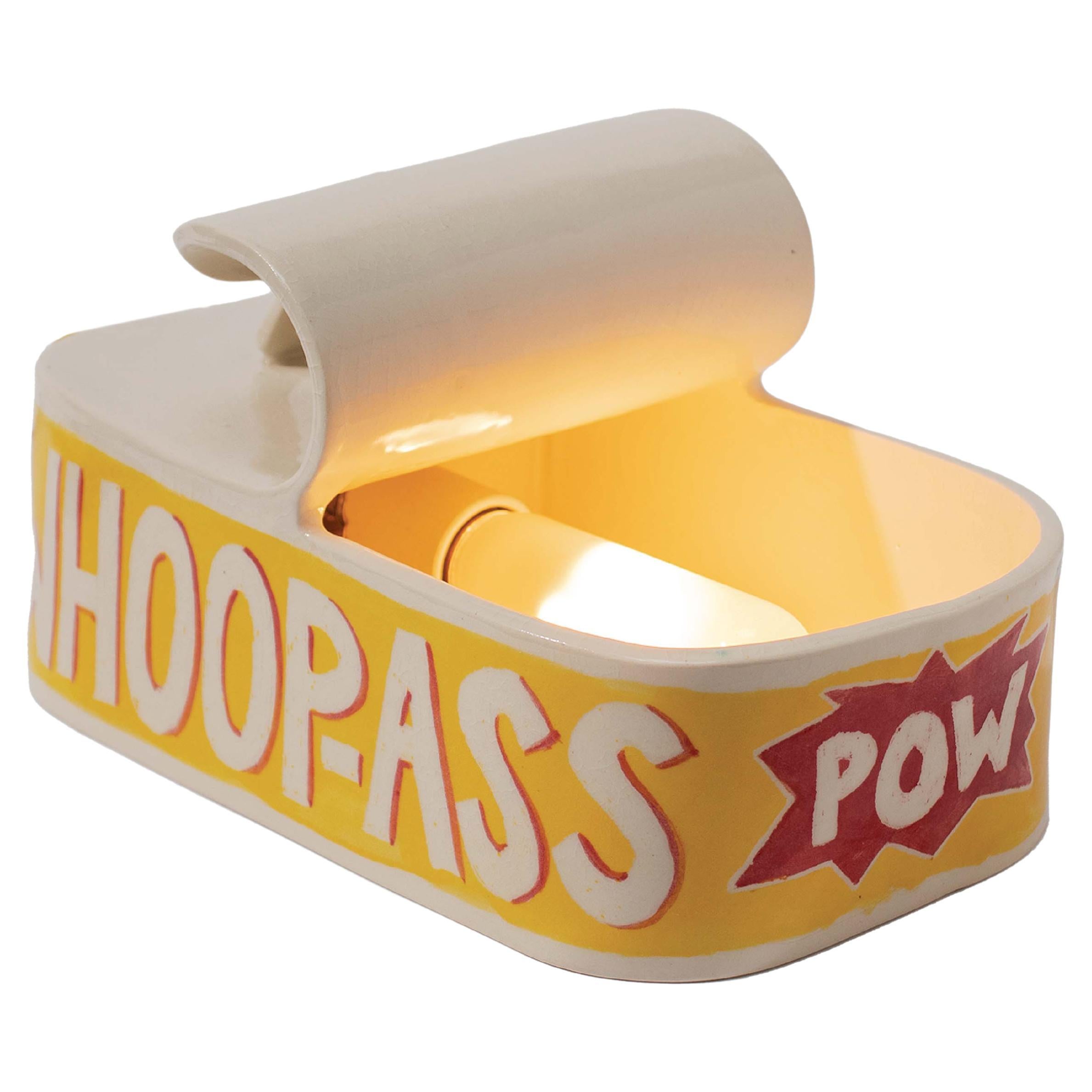 Handmade Ceramic Typographic Whoop Ass Can Table Lamp