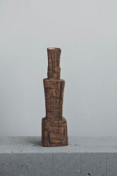 Handmade Ceramic Vase (Set of 3 ), Brown with Etched Texture, Jingdezhen