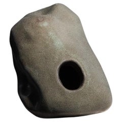 Handmade Ceramic Wabi Sabi Stone Seria Vase Dark Green Vase Modern Stoneware