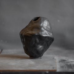 Handmade Ceramic Black Wabi Sabi Tribal Vase Modern Stoneware Vase
