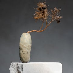 Handmade Ceramic Wabi Sabi Tribal Vase, Grey-Blue Vase, Modern Stoneware Vase