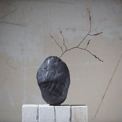 Handmade Ceramic Wabi Sabi Vase, Black Vase Modern Stoneware Minimalistic Vessel