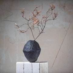 Handmade Ceramic Wabi Sabi Vase, Black Vase, Modern Stoneware Vessel