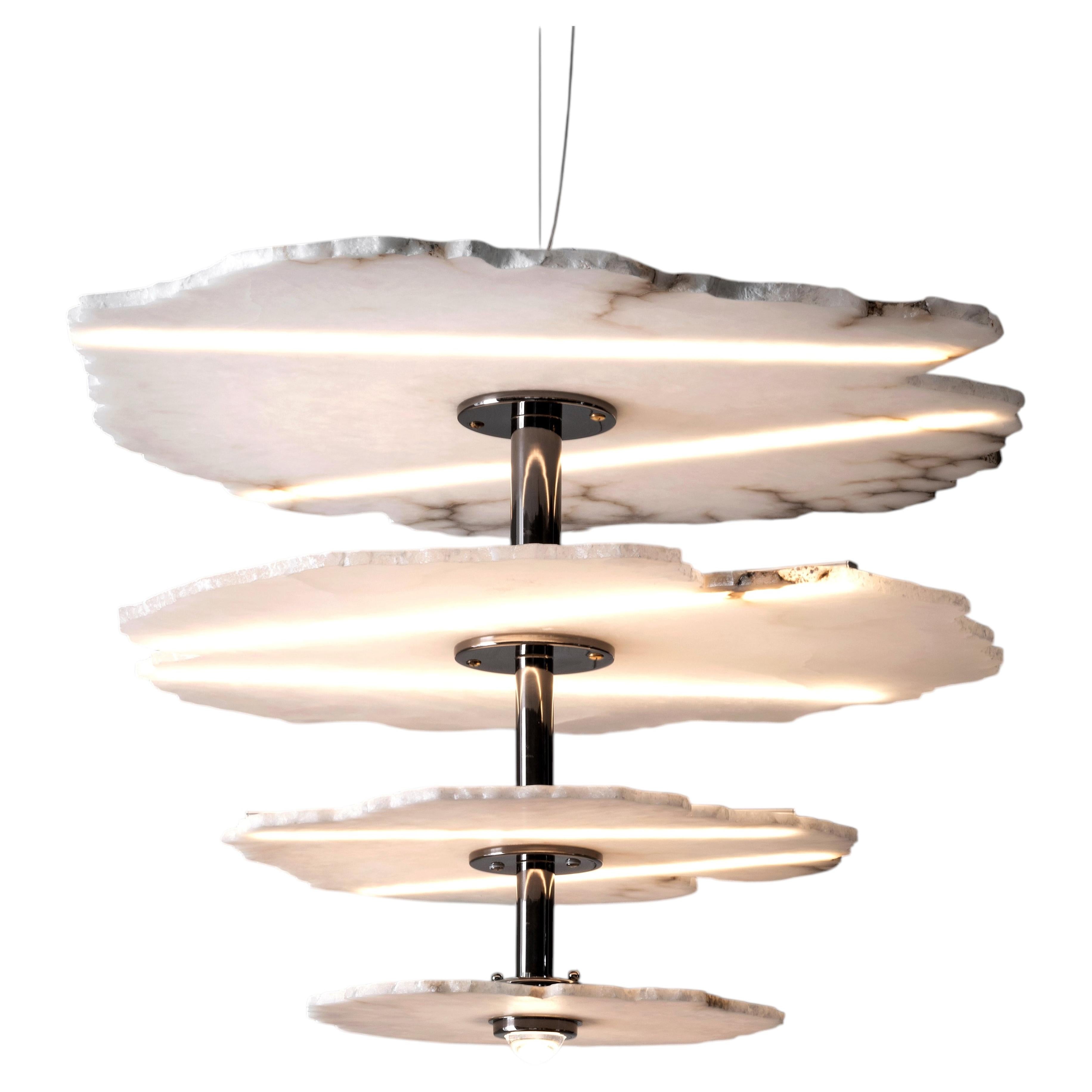 Handmade alabaster and brass chandelier from Tuscany