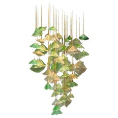 Handmade chandelier with glass blown elements with light elements