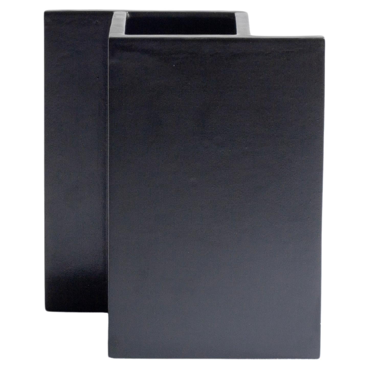 Handmade "chess-inspired" matt black ceramic vase, Italy, "Rook" by Sara Khamisi