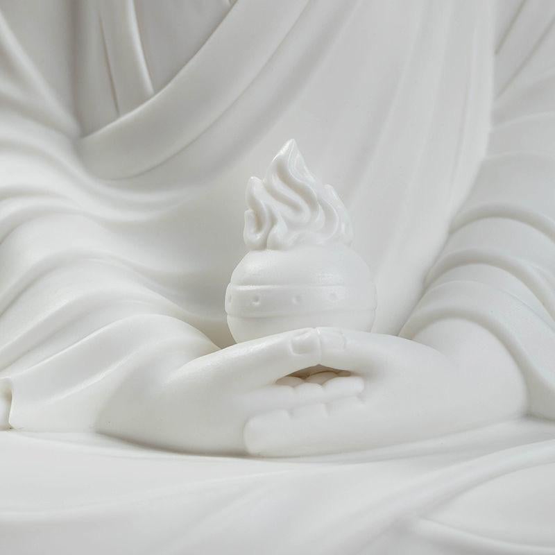 20th Century Chinese Handmade White Porcelain Sitting Kṣitigarbha Buddha Statue For Sale 7
