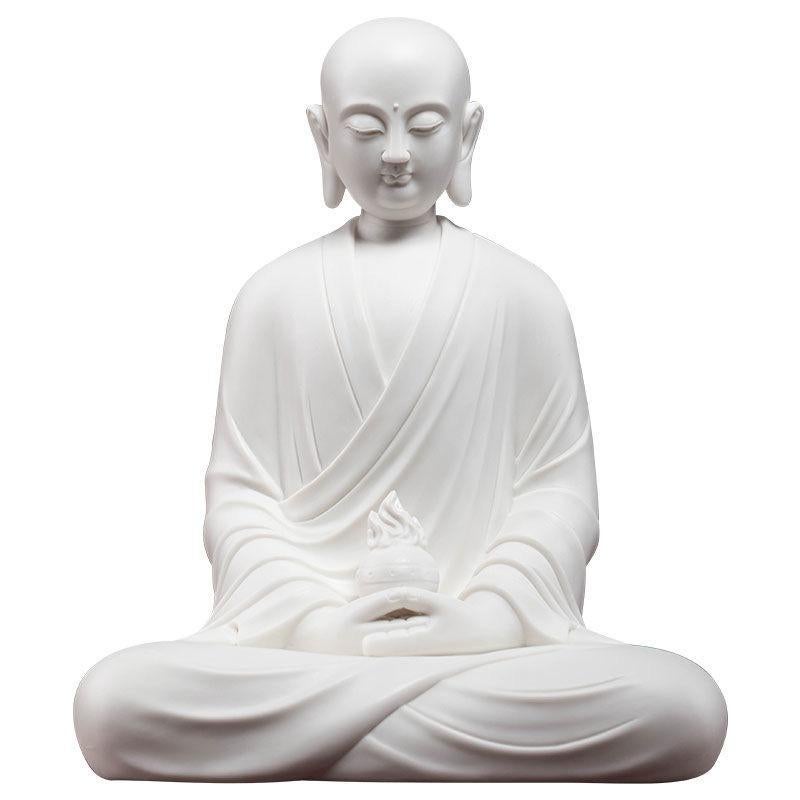 20th Century Chinese Handmade White Porcelain Sitting Kṣitigarbha Buddha Statue For Sale 8