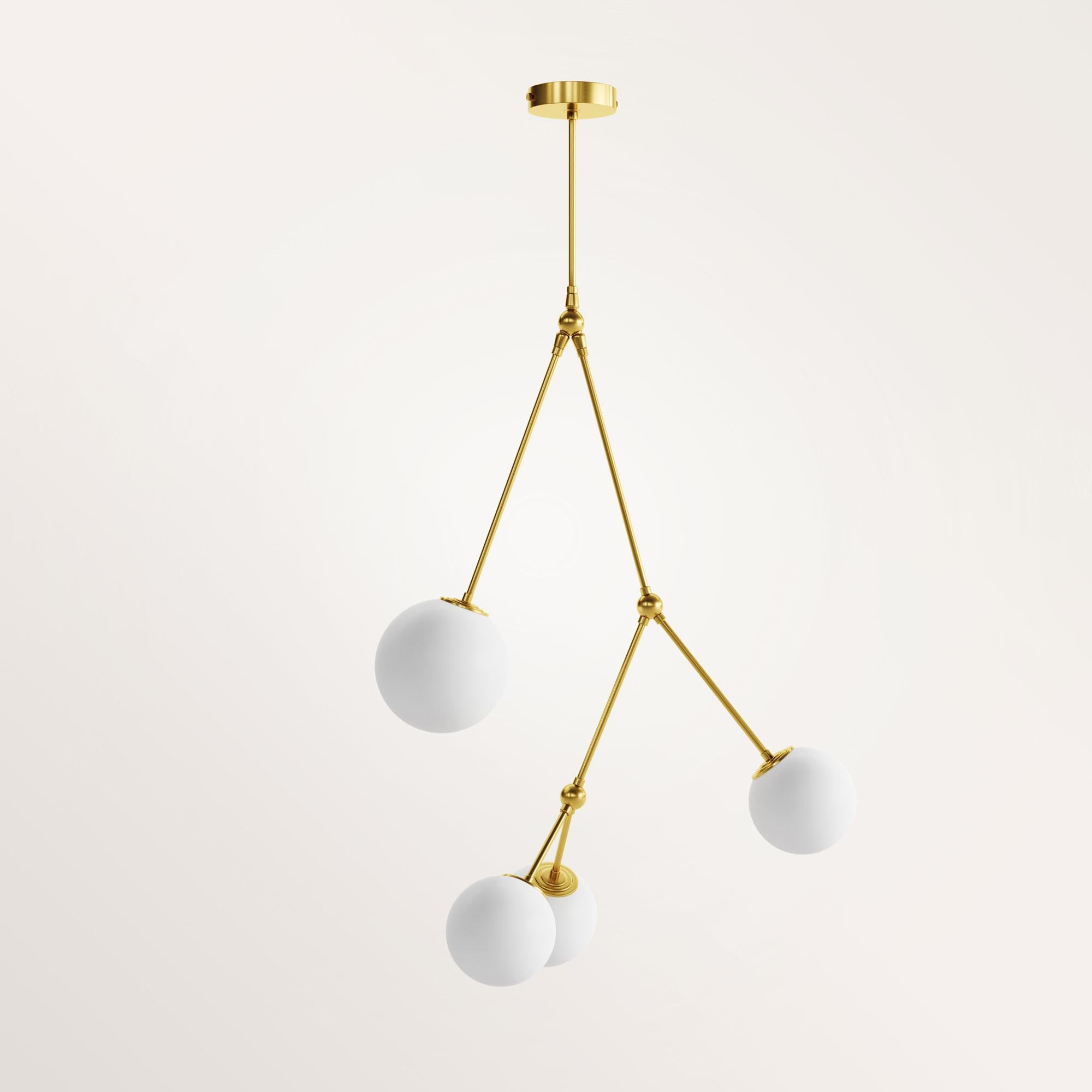 Handmade Chloris II chandelier by Gobo Lights
Dimensions: 55 L x 55 l x 100 H
Materials: Brass, opaline

The empress nymph of the flower kingdom.

Self-taught and from the world of chemistry, this Belgian craftsman / designer designs his