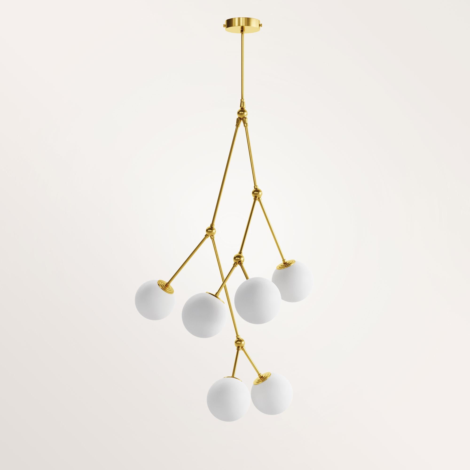 Handmade Chloris II lamp by Gobo Lights
Dimensions: 105 L x 105 l x 190 H
Materials: Brass, opaline

The empress nymph of the flower kingdom.

Self-taught and from the world of chemistry, this Belgian craftsman / designer designs his pieces with as