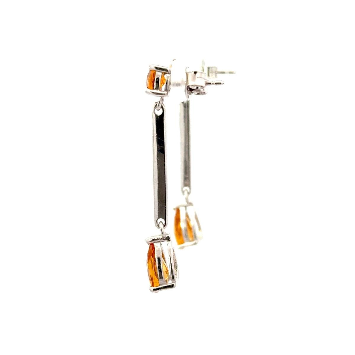 Art Deco Handmade Citrine Alice Drop Long Earrings for Wedding Gift for Her For Sale