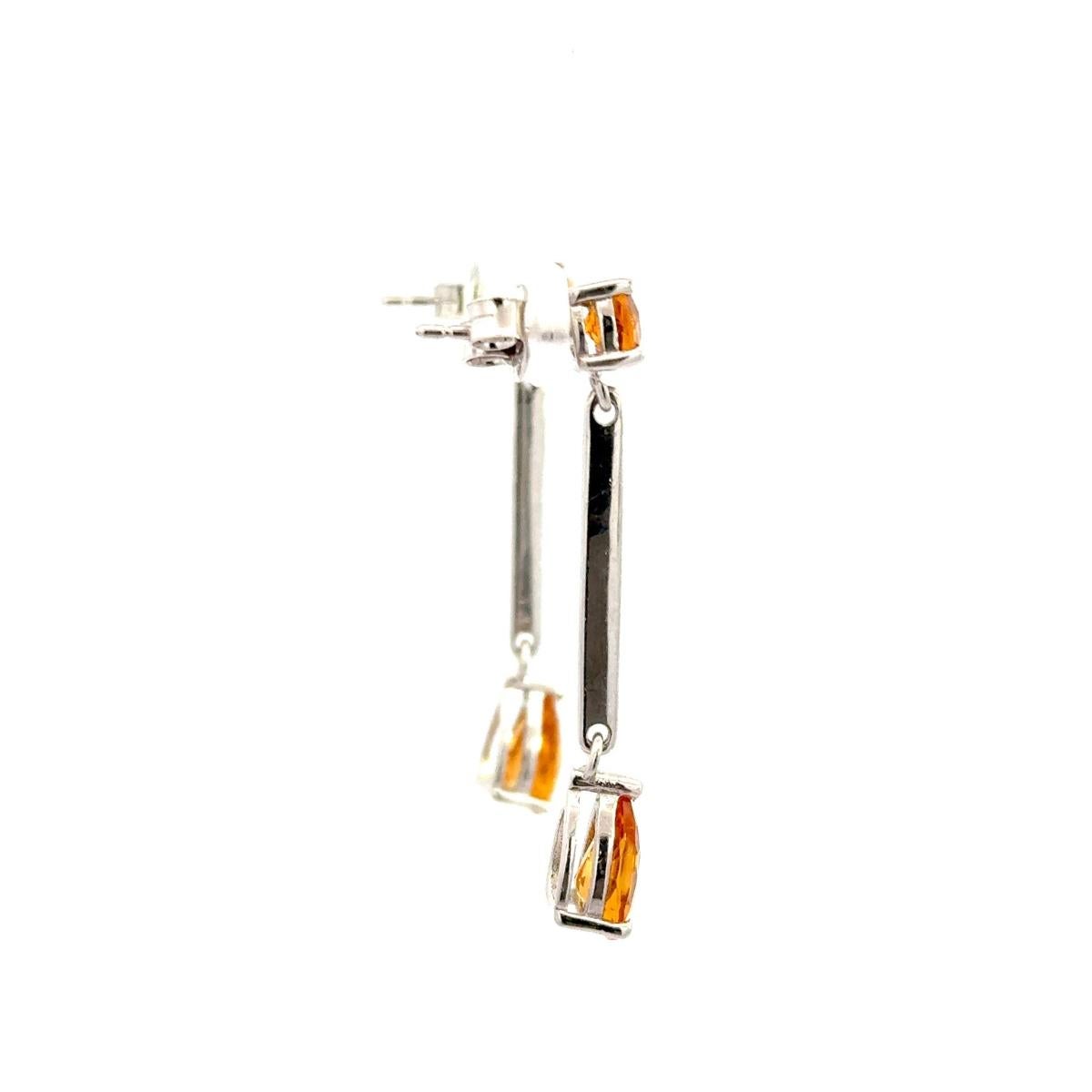Handmade Citrine Alice Drop Long Earrings for Wedding Gift for Her In New Condition For Sale In New York, NY