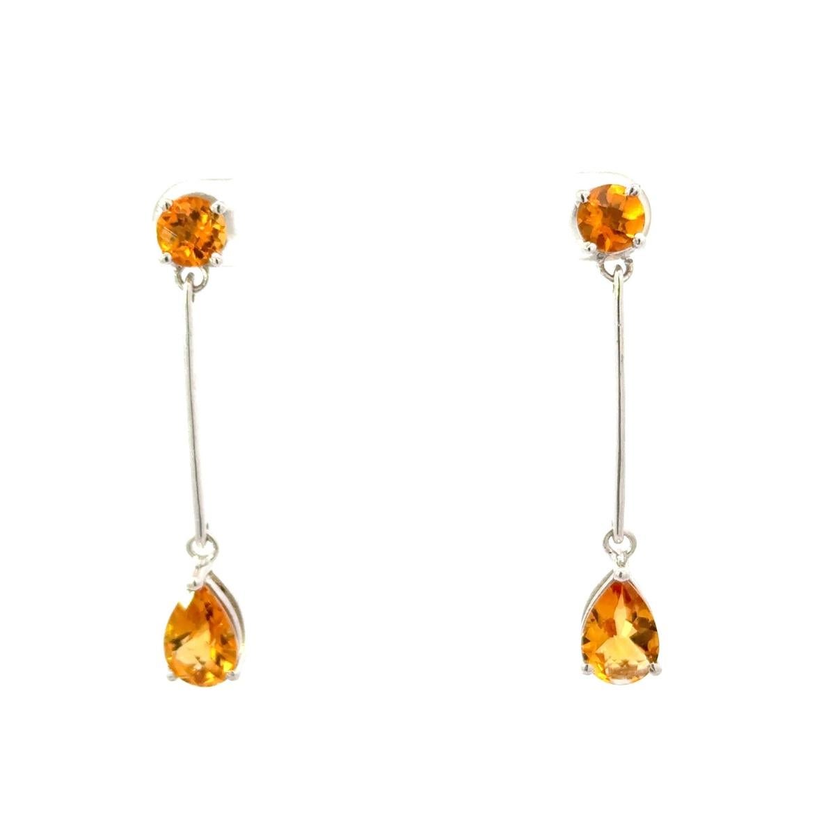 Handmade Citrine Alice Drop Long Earrings for Wedding Gift for Her For Sale 1