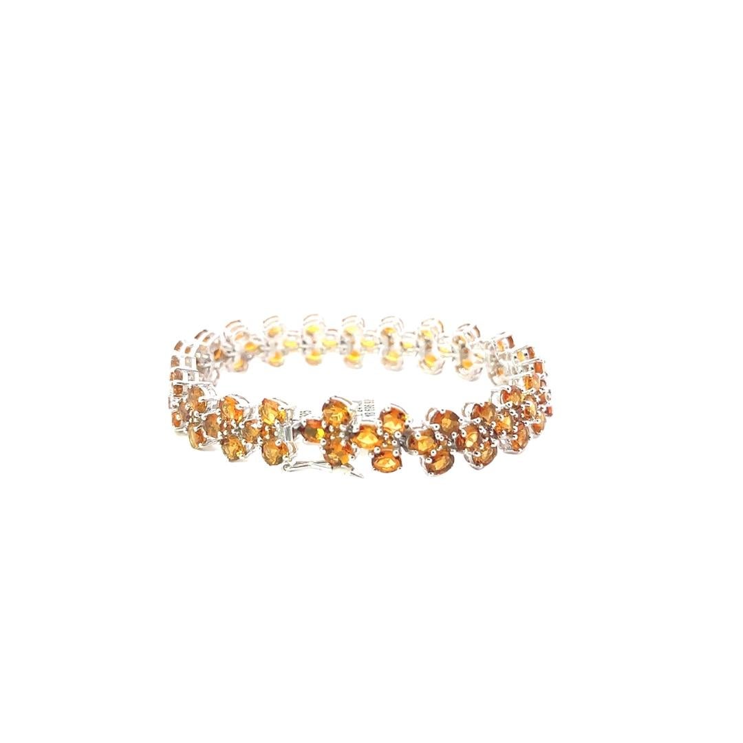 Art Deco Handmade Citrine Cocktail Tennis Bracelet for Engagement Gift in Sterling Silver For Sale