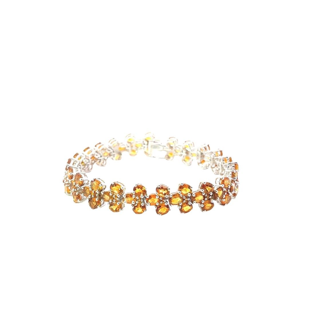 Oval Cut Handmade Citrine Cocktail Tennis Bracelet for Engagement Gift in Sterling Silver For Sale