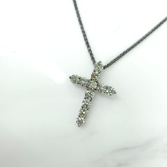 2.44 Carat Natural Fancy Green Color Diamond Cross Pendant in 18K Black Gold