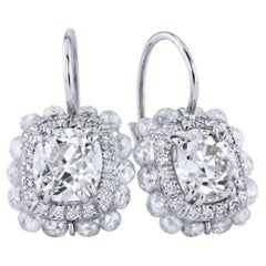 Boucles d'oreilles à levier en diamants classiques taillés à l'ancienne, faites à la main