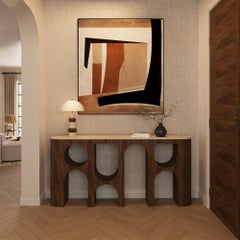 Handgefertigte Claus-Tischlampe aus Travertin mit Akzente aus Messing von Nolita Harbour