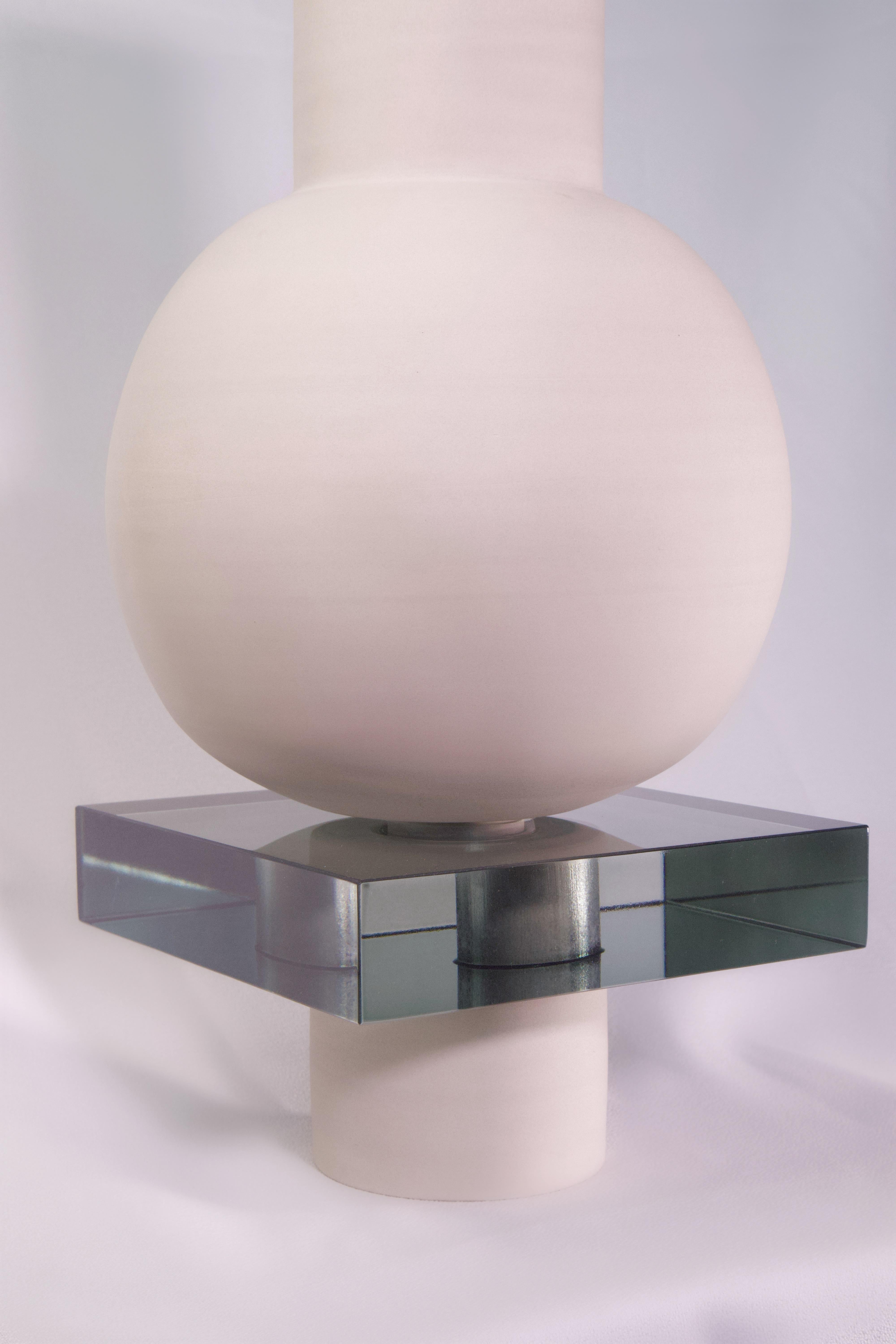 Handmade Clay & Czech Glass Collectible Sculpture - ÉTER Objects, HENDER 005 For Sale 2