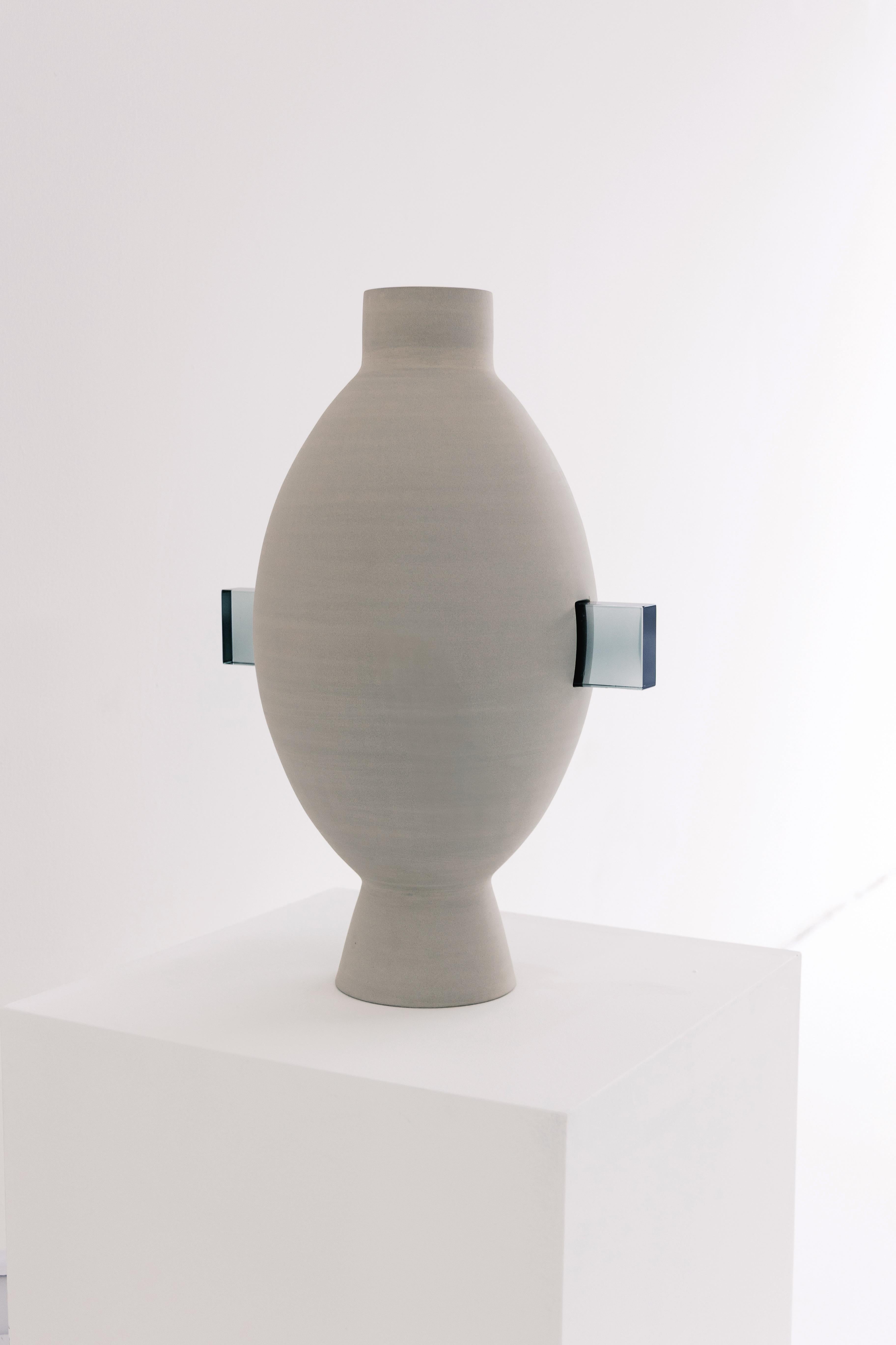 Handmade Clay & Czech Glass Collectible Sculpture  ÉTER Objects, HENDER 04 In New Condition For Sale In Miami, FL