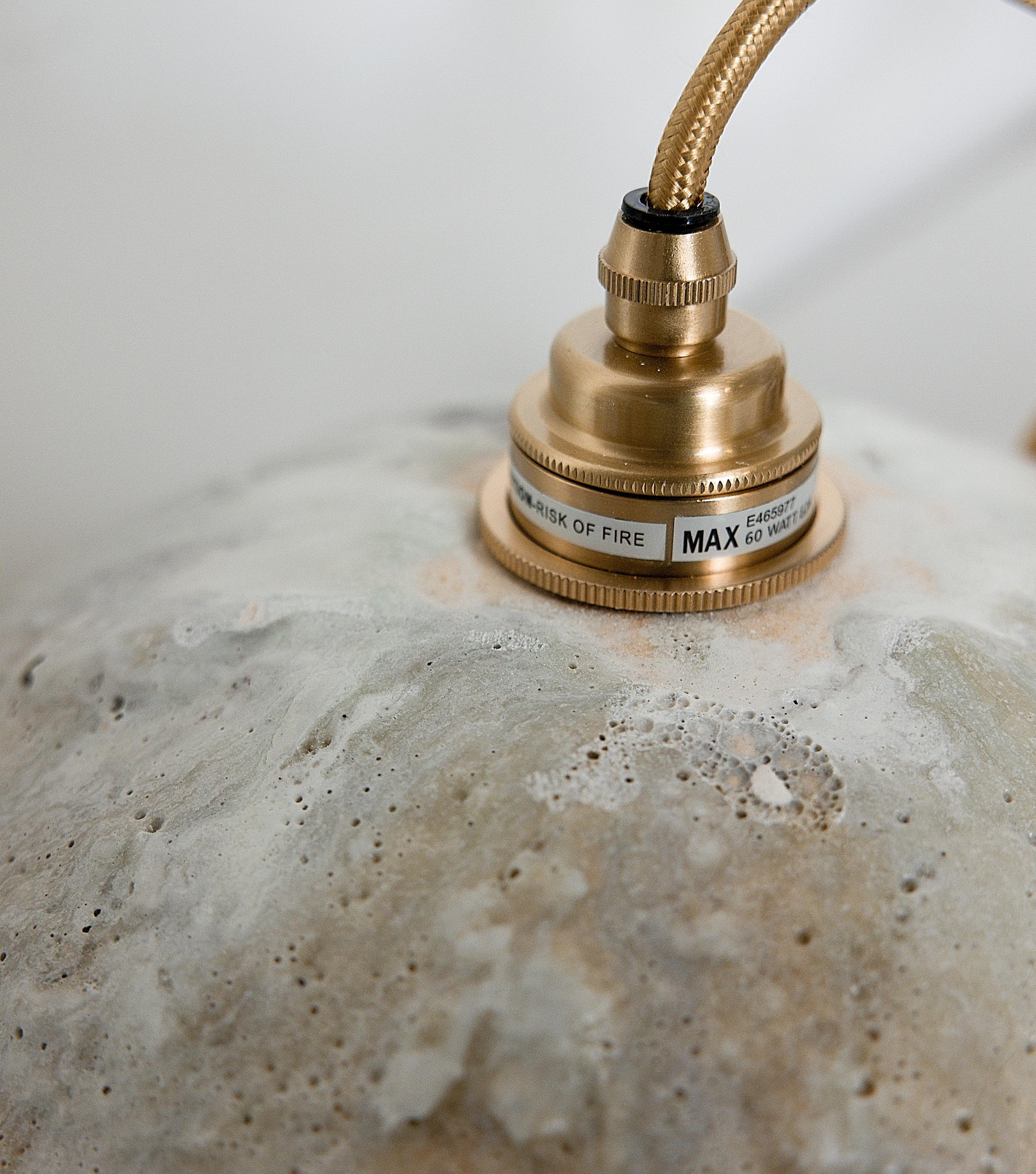 Handmade Clay Dome Pendant Light One of a kind- matching pair available For Sale 7