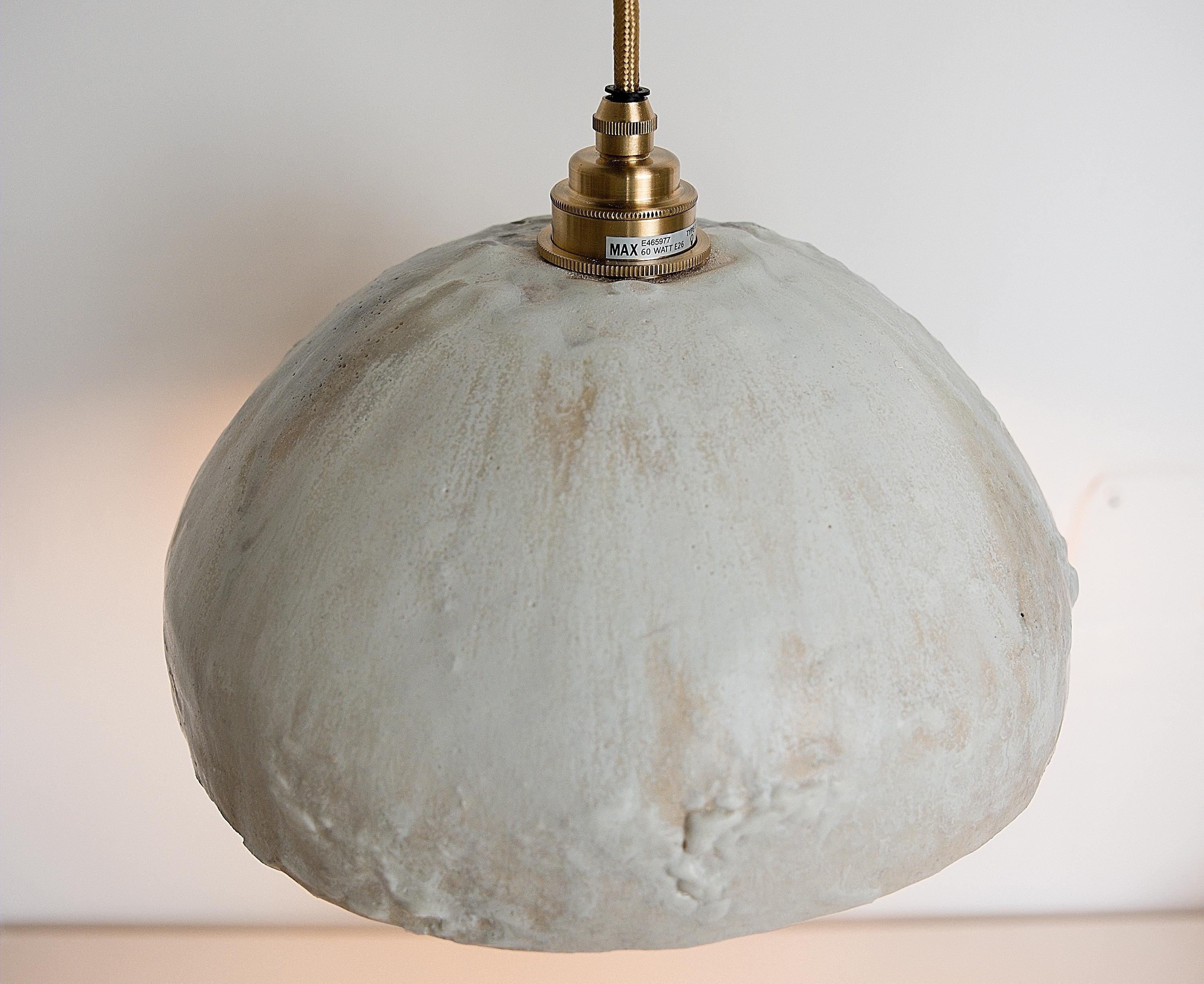 Ceramic Handmade Clay Dome Pendant Light One of a kind- matching pair available For Sale