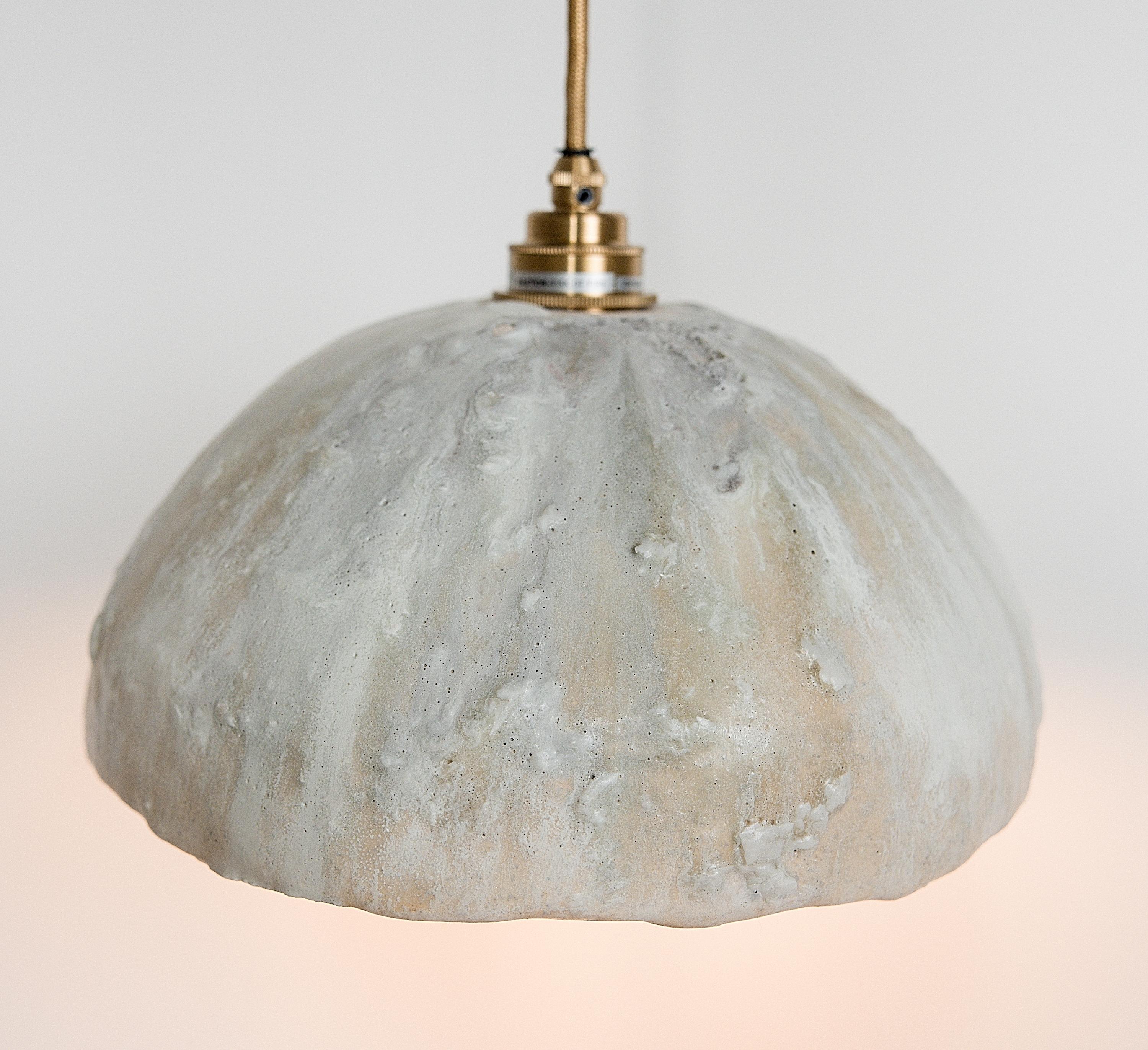 Handmade Clay Dome Pendant Light One of a kind- matching pair available For Sale 1
