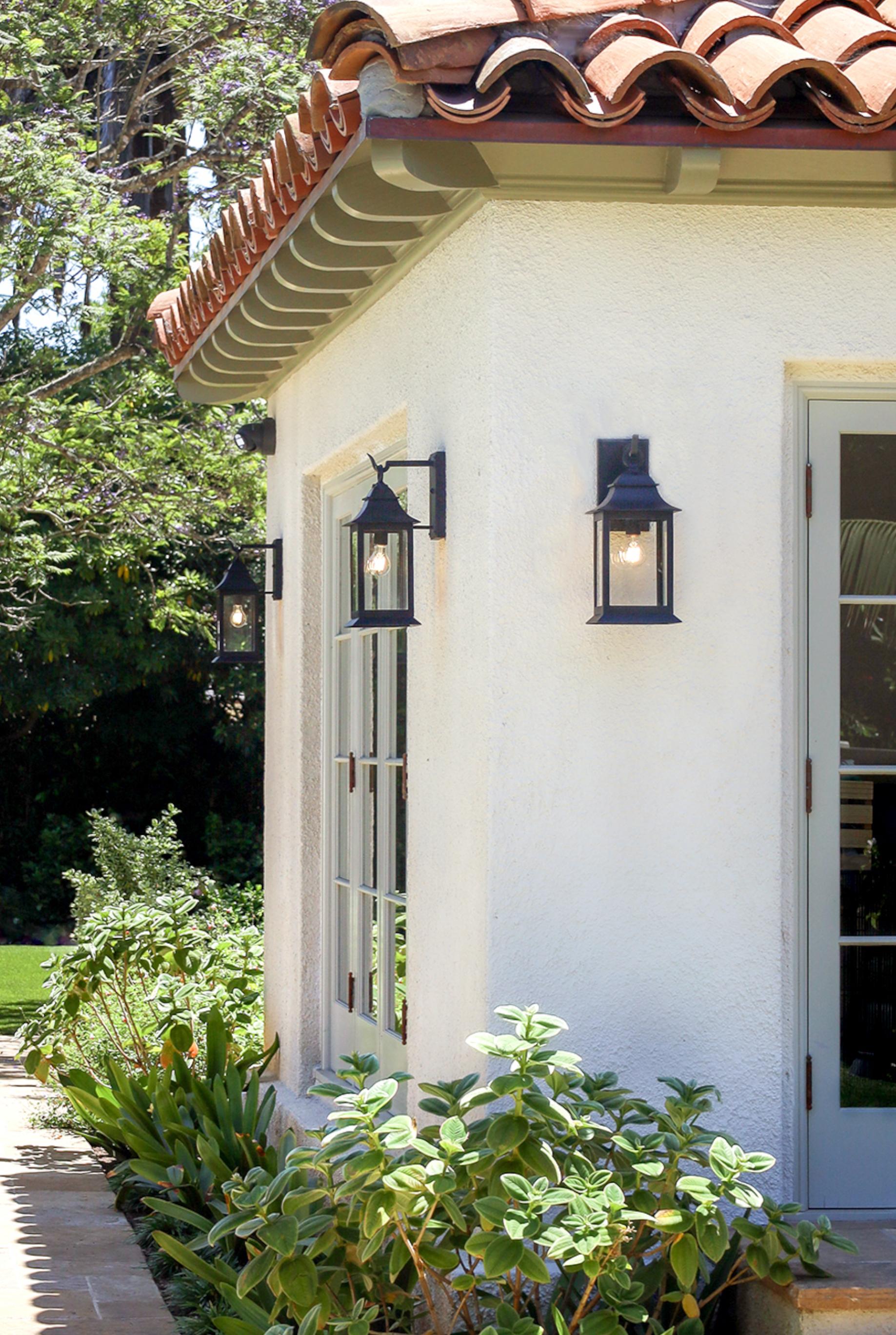 Handmade Coastal Craftsman Style Wrought Iron Exterior Outdoor Wall Lantern In New Condition For Sale In Santa Paula, CA