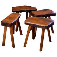 Vintage Four Belgian Oak Stools