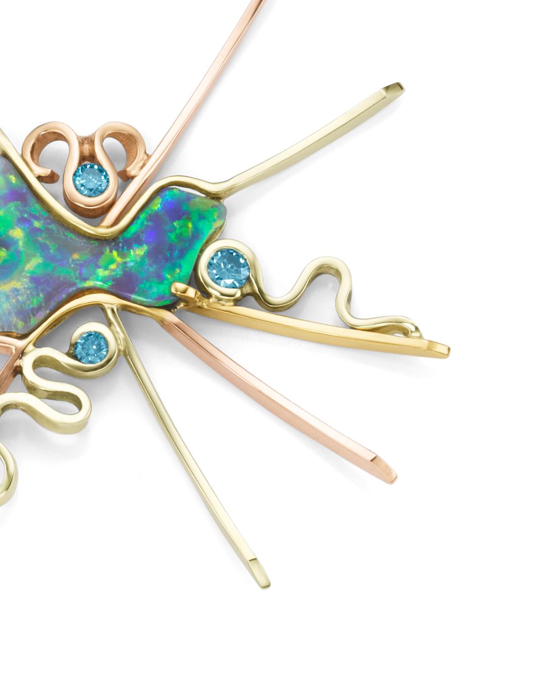 Donna Brillianti fatti a mano in oro Collier Opale Nero con montatura a corona in vendita