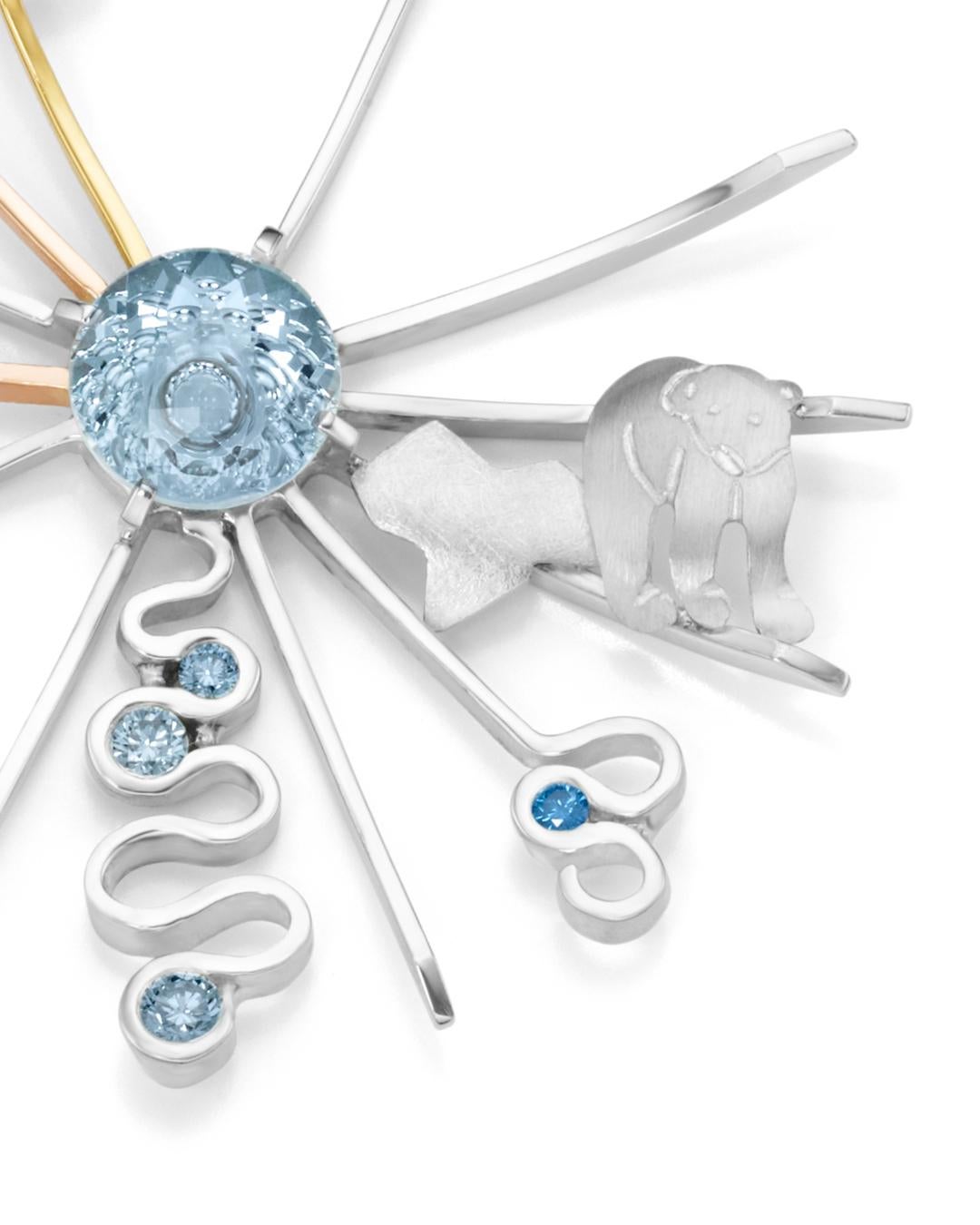 Contemporaneo Brillianti colorati fatti a mano in oro Collier Stirling Silver A. Silver in vendita