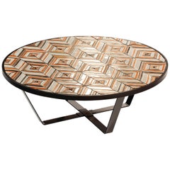 Handmade Colorful Yellow Tiles Table top Round Centre Table Caldas for Outdoors