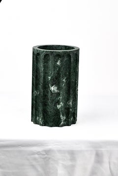 Handmade Column Vase POR in satin green Guatemala marble (base)