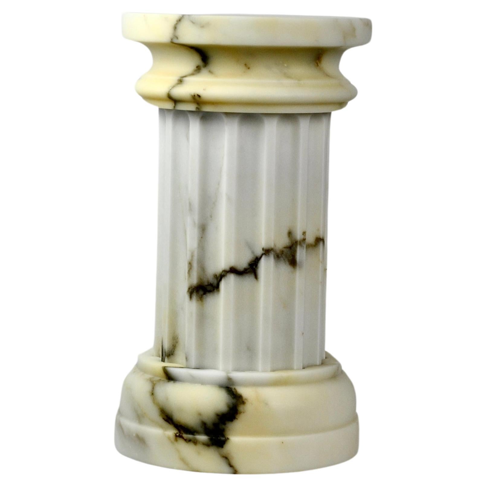 Hand-Crafted Handmade Column Vase POR in satin Paonazzo marble (base) For Sale
