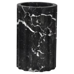 Handmade Column Vase TAN in satin black Marquina marble (middle part)
