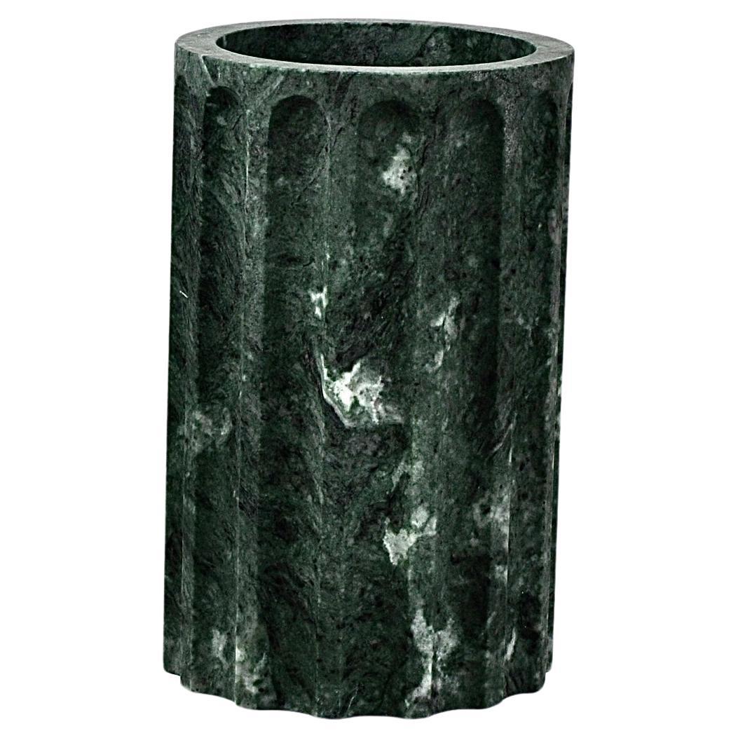 Handmade Column Vase TAN in satin green Guatemala marble (middle part)