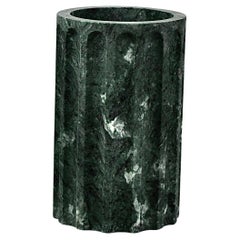 Handmade Column Vase TAN in satin green Guatemala marble (middle part)