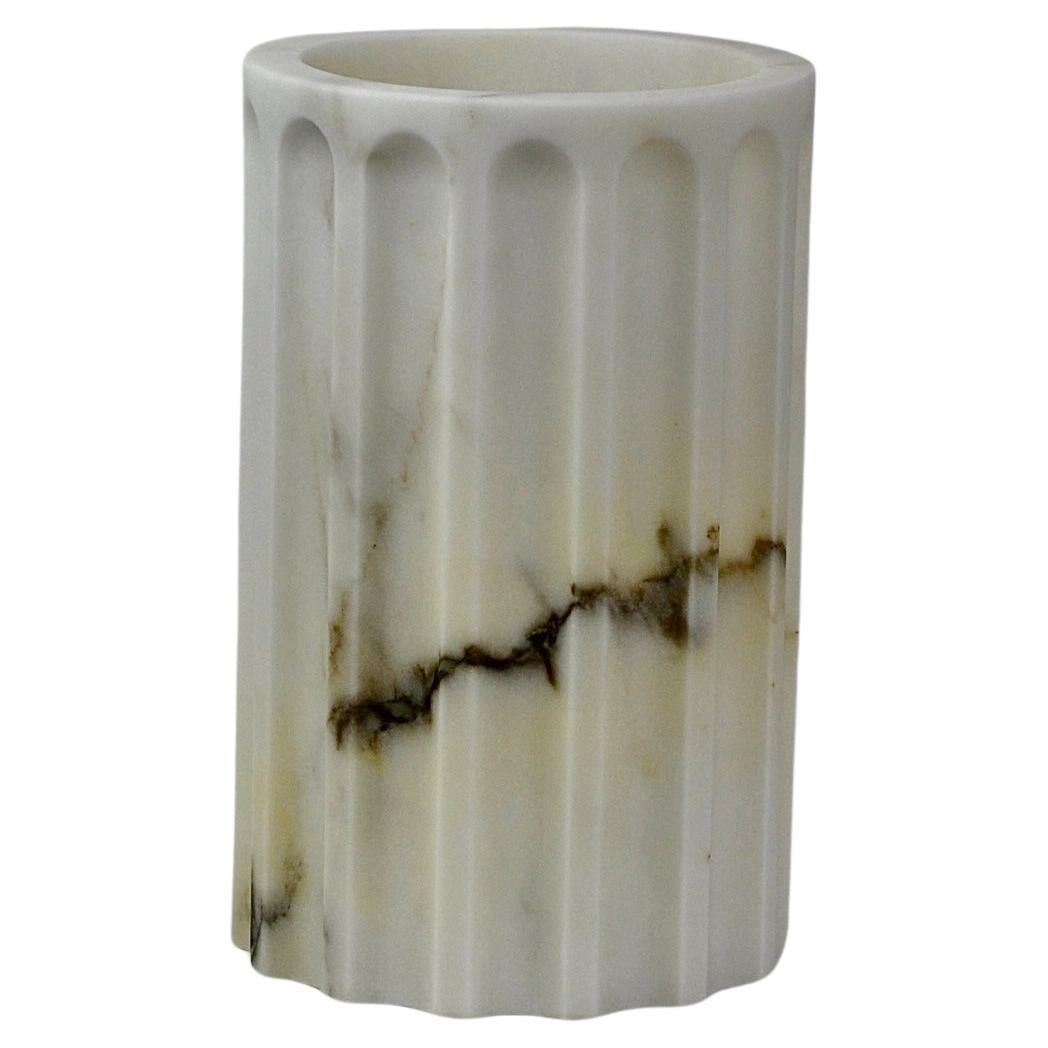 Handmade Column Vase TAN in satin Paonazzo marble (middle part) For Sale